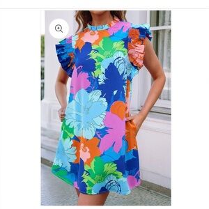 Floral Flutter Sleeve Shift Dress Size xxlarge  New without tags